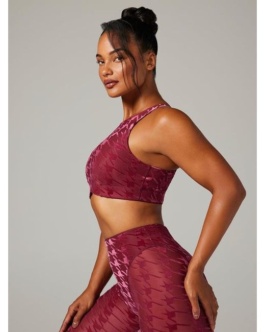 Savage X Red Risque Taker Houndstooth Medium-impact Sports Bra