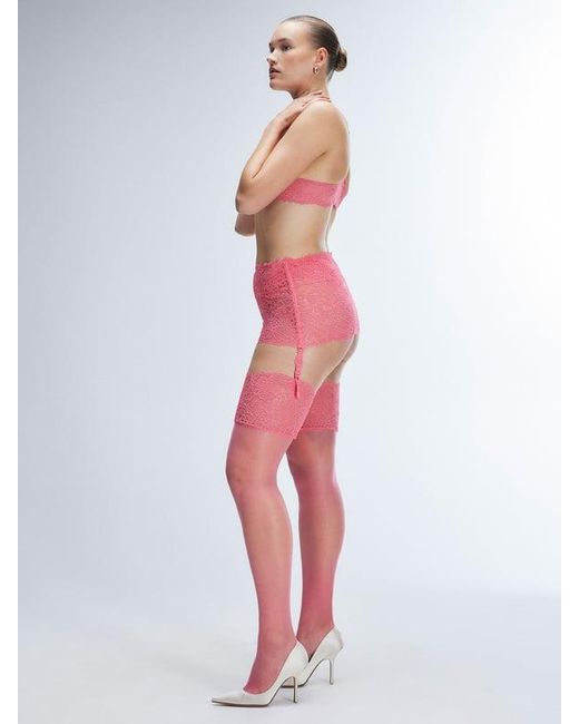 Savage X Red Romantic Corded Lace Suspender Skirt