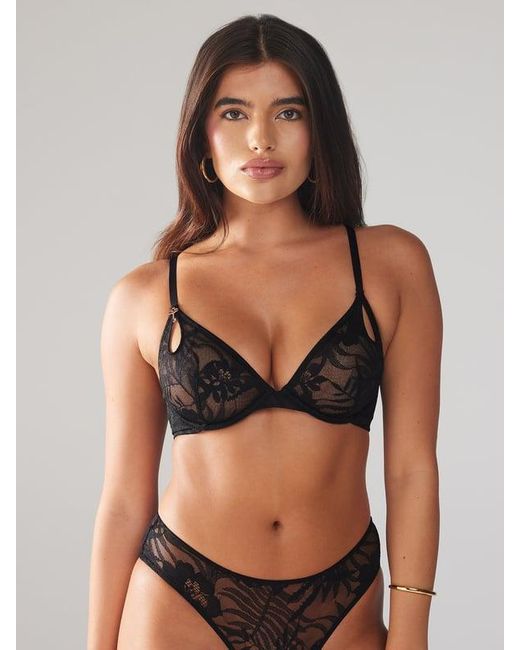 Savage X Black Shadowplay Lace Unlined Plunge Bra