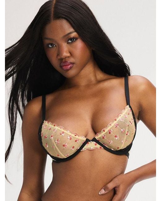Savage X Brown Brash Blossoms Embroidered Unlined Bra