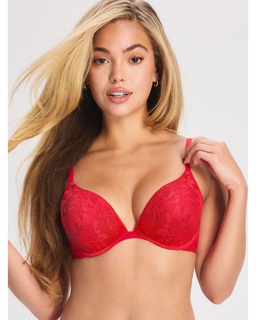 Savage X Red Luxe Lace Push-up Bra