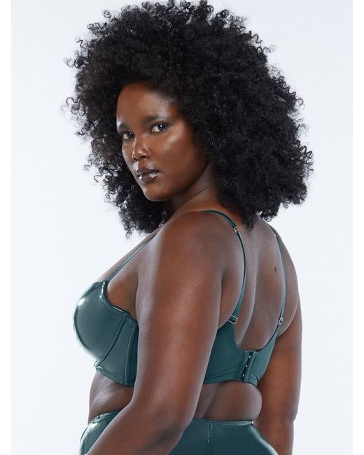 Savage X Black Leather Tease Vinyl Low-cut Balconette Bra