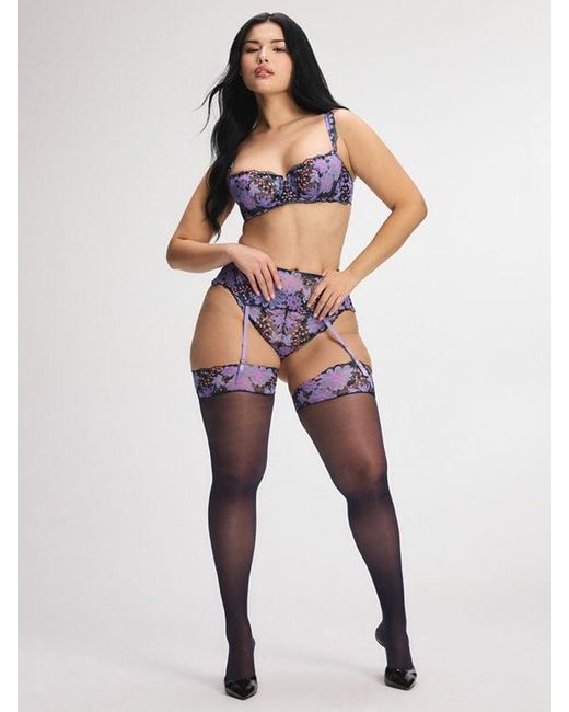 Savage X Purple Fleur Fantasy Lace Garter Belt