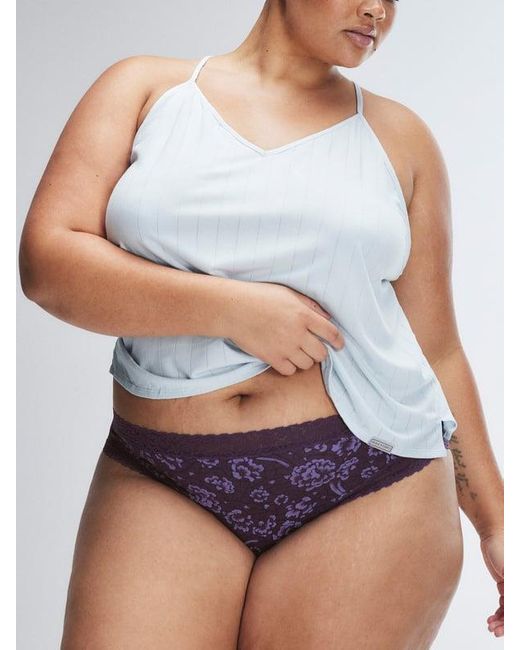Savage X Purple Cotton Essentials Lace-trim Cheeky Knickers