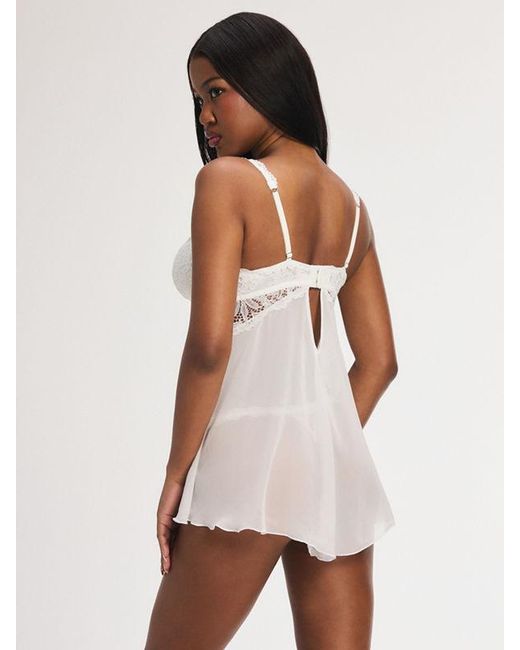 Savage X White Romantic Corded Lace Padded Demi Babydoll