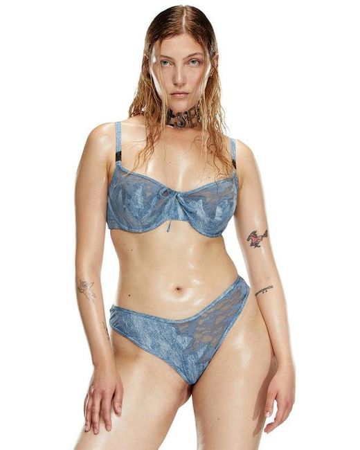 Savage X Blue Diesel Stonewash And Lace Unlined Balconette Bra