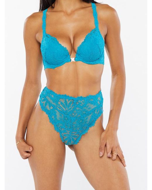 Savage X Romantic Corded Lace High-waist Thong in Blue