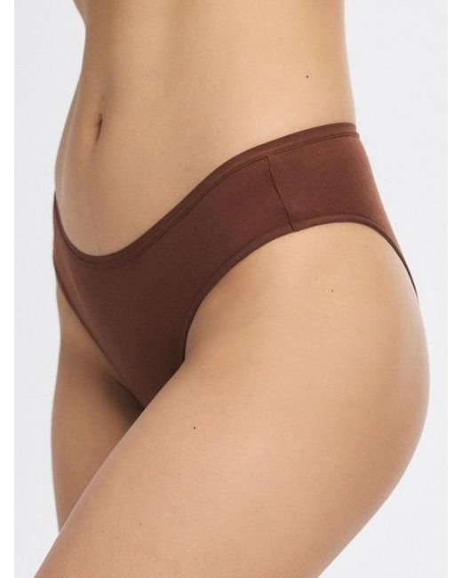 Savage X Brown Cotton Essentials Cheeky Knickers
