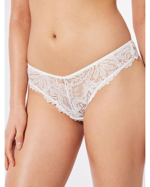 Savage X White Romantic Corded Lace Thong Panty