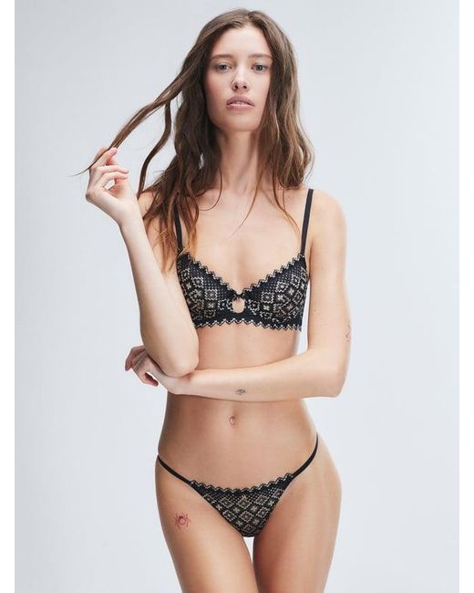 Savage X Black Foulard Lace Unlined Demi Bra