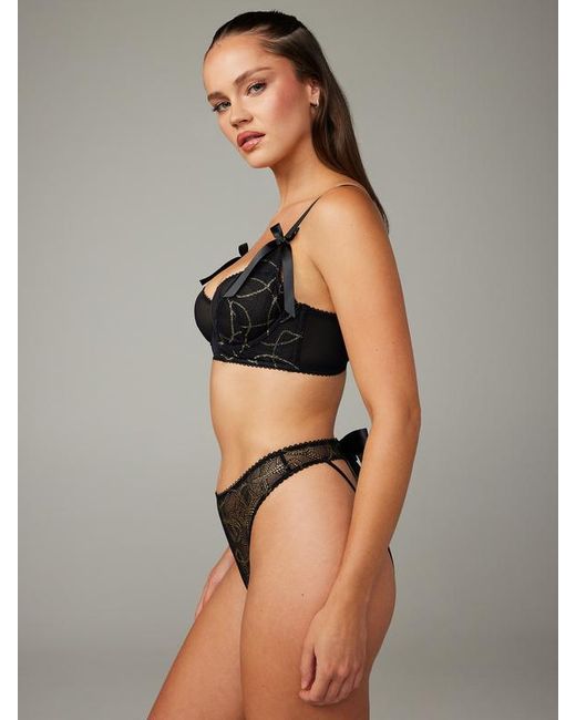 Savage X Black Peep Show Premiere Unlined Lace Balconette Bra