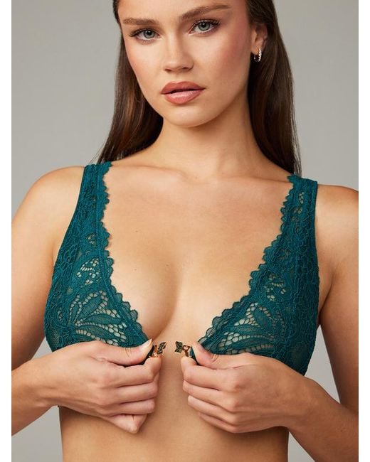 Savage X Green Romantic Corded Lace Front-closure Bralette