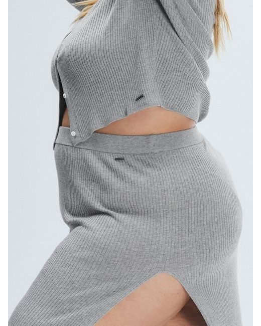 Savage X Gray Featherweight Knit Slit Skirt
