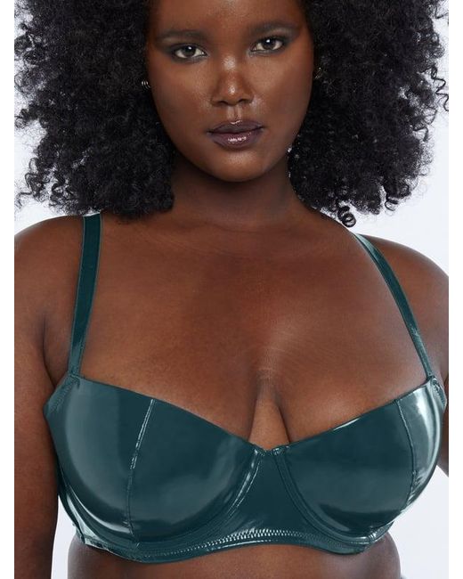 Savage X Black Leather Tease Vinyl Low-cut Balconette Bra