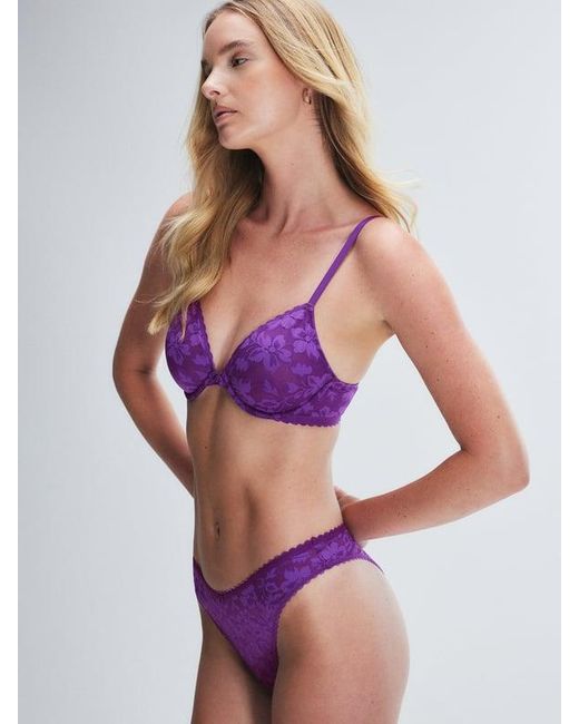 Savage X Purple Lavish Lace Unlined Plunge Bra