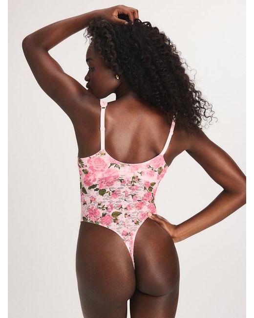 Savage X Pink Sinful Rose Printed Lace Underwire Teddy