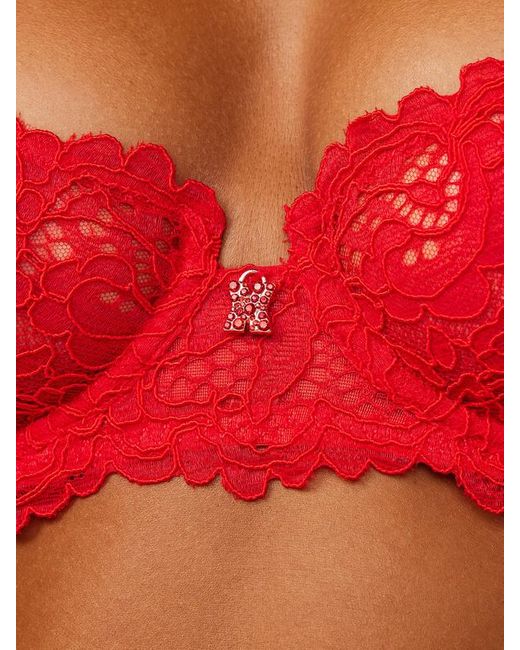 Savage X Red Romantic Corded Lace Unlined Balconette Bra