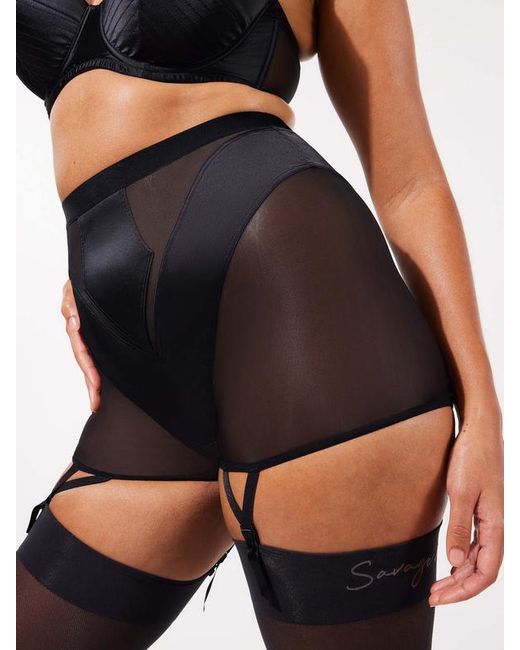 Savage X Black Sexties Suspender Knickers