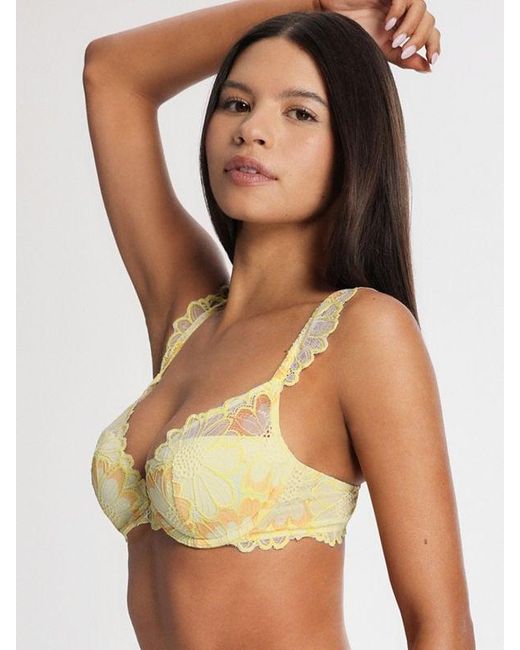 Savage X Brown Daisy Riot Lace Lightly Lined Plunge Bra