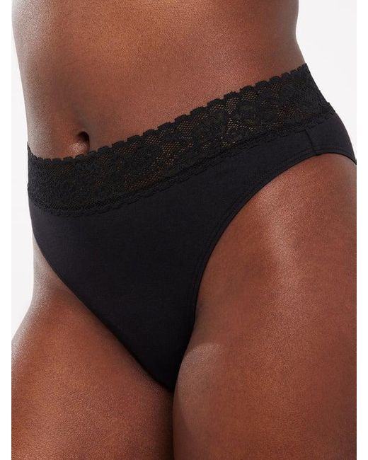 Savage X Brown Cotton Essentials Lace-trim High-leg Bikini Knickers
