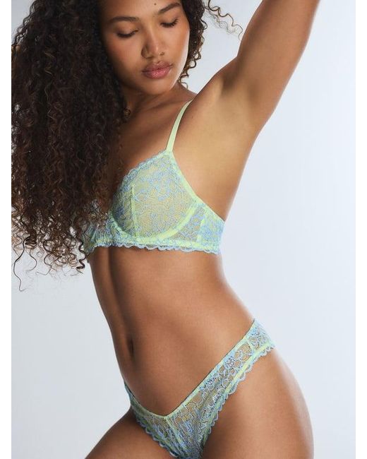 Savage X Blue Keepsake Lace Unlined Demi Bra