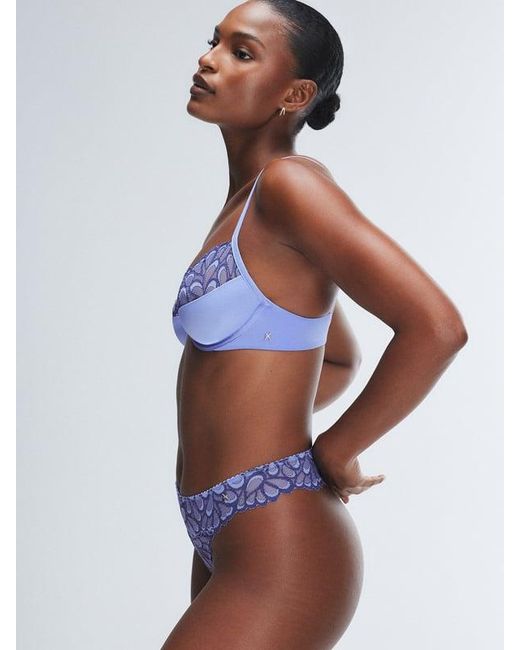 Savage X Blue Savage Not Sorry Half-cup Plunge Bra With Lace