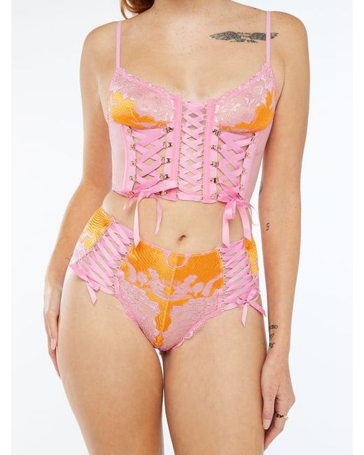 Savage X Orange Lace'd Up Strappy Shorts