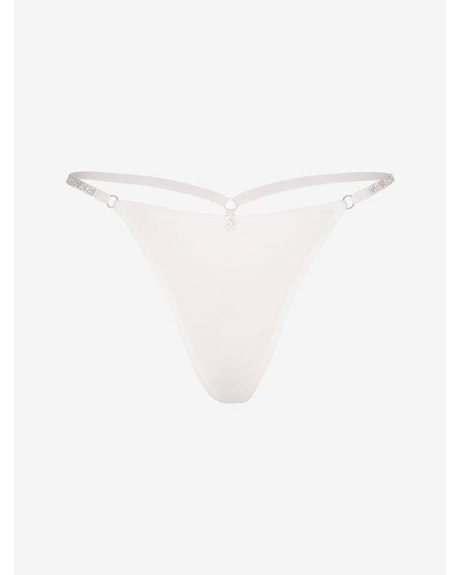 Savage X White Midnight Microfiber Rhinestone G-string Knickers