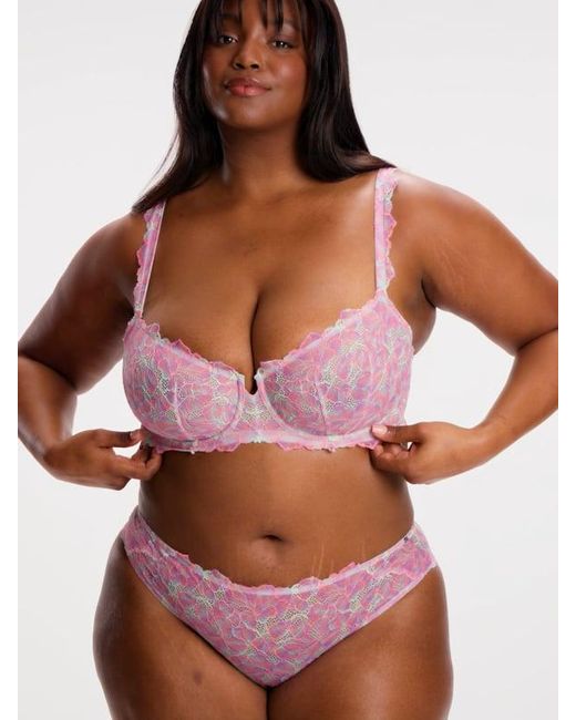 Savage X Pink Sun Tide Floral Lace Cheeky Knickers