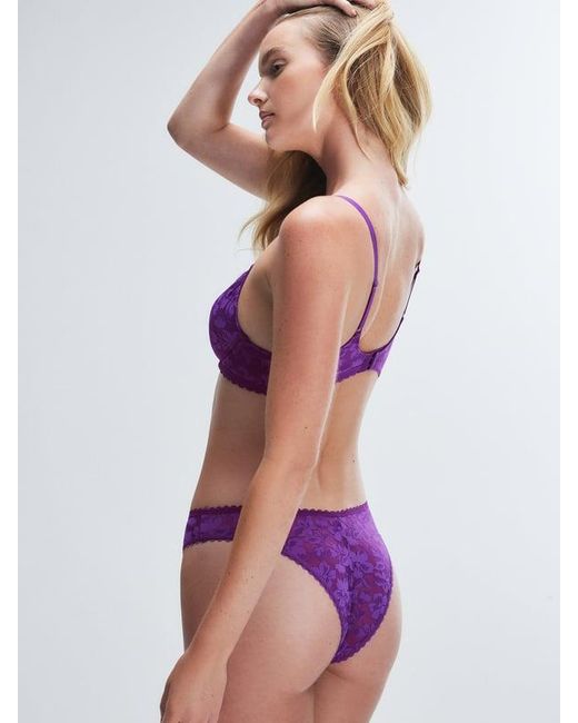 Savage X Purple Lavish Lace Unlined Plunge Bra