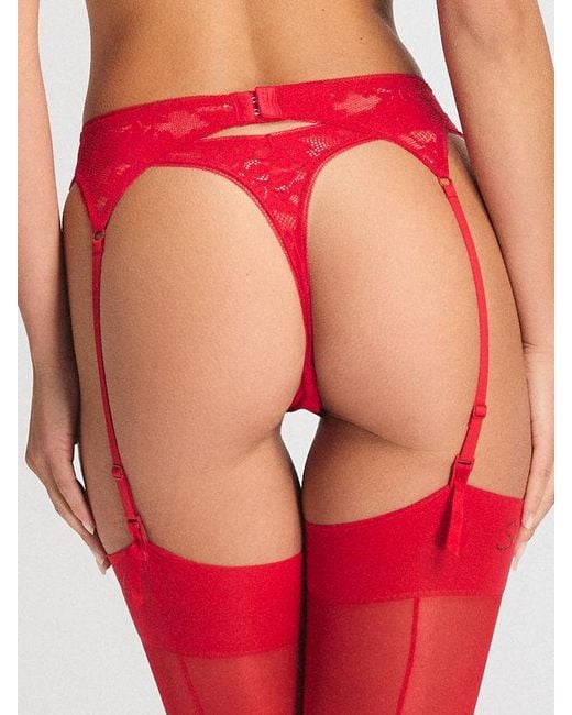 Savage X Red Luxe Lace Garter Belt