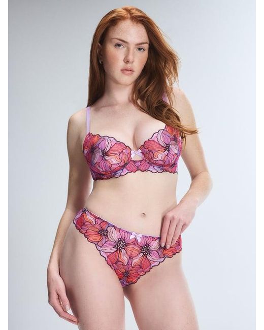 Savage X Pink Mosaic Floral Lace Cheeky Knickers
