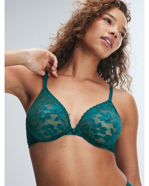 Savage X Blue Lavish Lace Unlined Plunge Bra