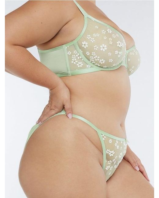 Savage X Green Puff Daisy String Bikini Knickers
