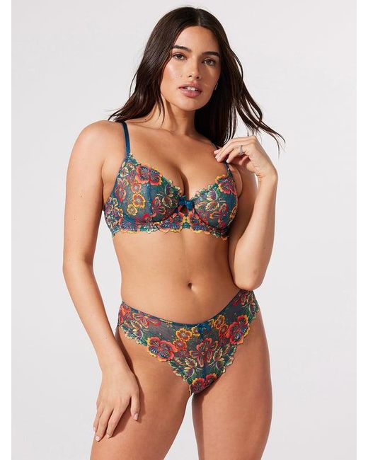 Savage X Blue Sunchaser Lace Unlined Plunge Bra