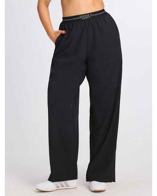 Savage X Blue Stretch Woven Logo Band Wide Leg Pant