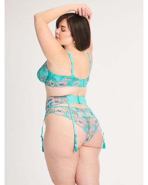 Savage X Blue Floral Trip Lace Garter Belt