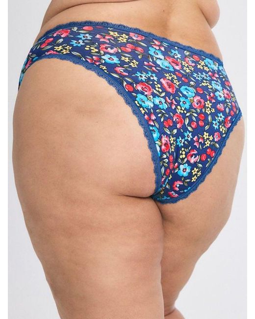 Savage X Blue Cotton Essentials Lace-trim Cheeky Knickers