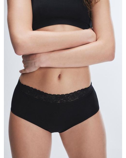 Savage X Black Cotton Essentials Lace-trim Shortie Knickers