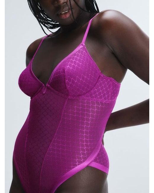 Savage X Purple Show N' Tell Mesh Underwire Teddy