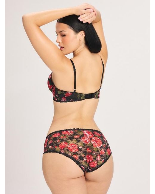 Savage X Black Sinful Rose Printed Lace Balconette Bra