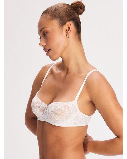 Savage X White Luxe Lace Unlined Low-cut Balconette Bra