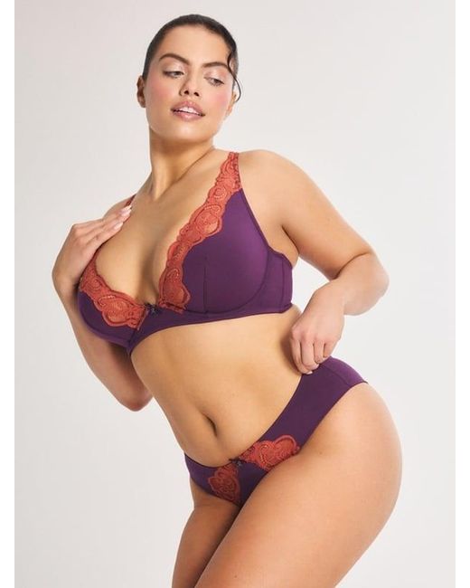Savage X Purple Swirly Girly Unlined Plunge Bra