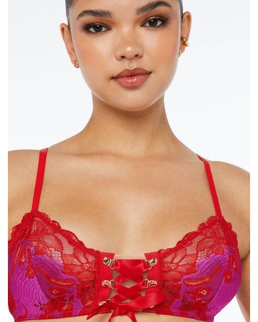 Savage X Red Lace'd Up Bralette