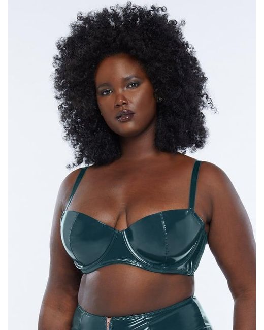 Savage X Black Leather Tease Vinyl Low-cut Balconette Bra