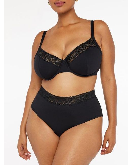 Savage X Black Cotton Essentials Lace-trim Shortie Knickers