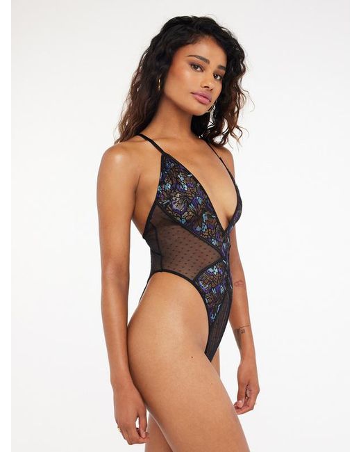 Savage X Blue Butterfly Wings Lace & Mesh Teddy