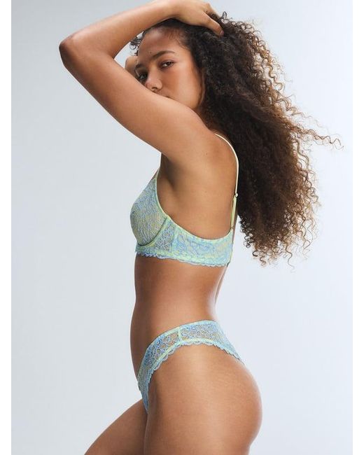 Savage X Blue Keepsake Lace Unlined Demi Bra