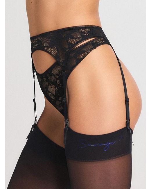 Savage X Black Luxe Lace Garter Belt