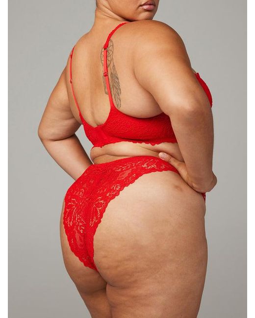Savage X Red Romantic Corded Lace Brazilian Knickers